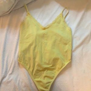 Yellow V Neck Body Suit